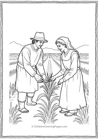 Pilgrim-Men-And-Women-In-The-Fields-Planting-Crops Free PDF Printable