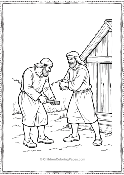 Pilgrim-Men-Chopping-Wood-To-Build-Their-New-Homes Free PDF Printable