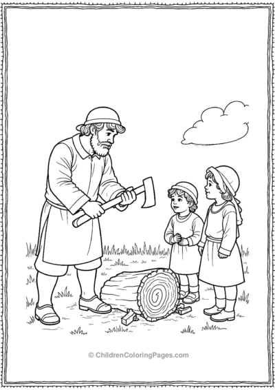 Pilgrim-Men-Chopping-Wood-With-An-Axe Free PDF Printable