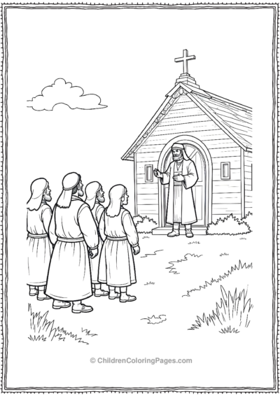 Pilgrims-Attending-A-Church-Service-Outdoors Free PDF Printable