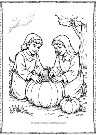 Pilgrims-Carving-Pumpkins Free PDF Printable