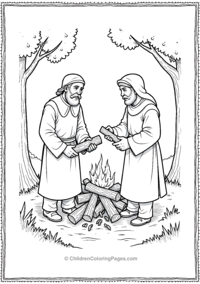 Pilgrims-Collecting-Firewood-To-Keep-Warm Free PDF Printable