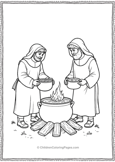 Pilgrims-Cooking-Stew-Over-A-Fire Free PDF Printable