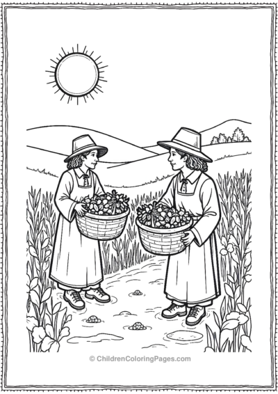 Pilgrims-Harvesting-Crops-With-Large-Baskets Free PDF Printable