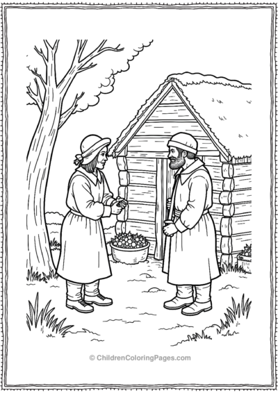 Pilgrims-Preparing-Their-Cabin-For-The-Harsh-Winter Free PDF Printable