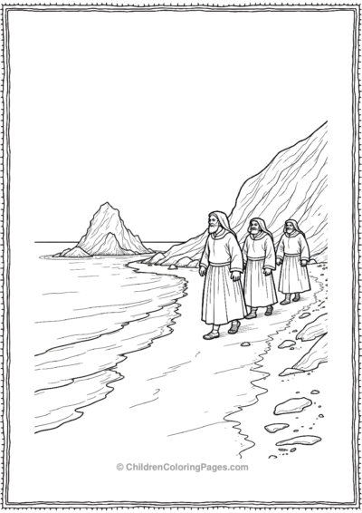 Pilgrims-Walking-Along-The-Shore-Near-Plymouth-Rock Free PDF Printable