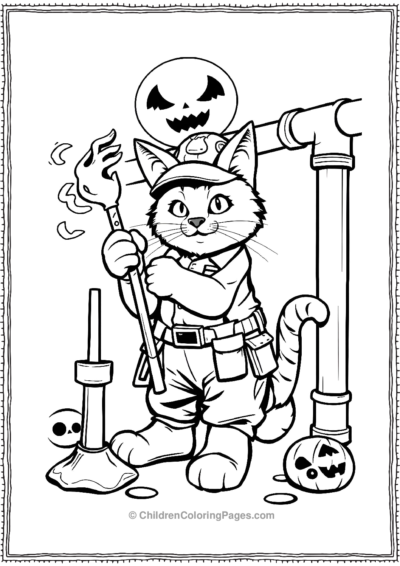 Plumber-Cat-Fixing-Pipes-Spurting-Halloween-Punch Free PDF Printable