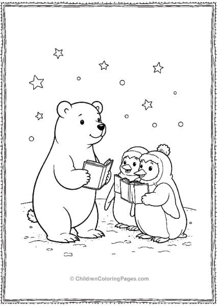 Polar Bear And Penguins Singing Carols Free PDF Printable