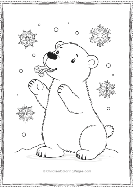 Polar Bear And Snowflakes Free PDF Printable