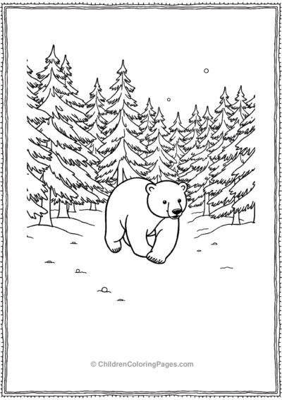 Polar-Bear-And-Snowy-Trees Free PDF Printable