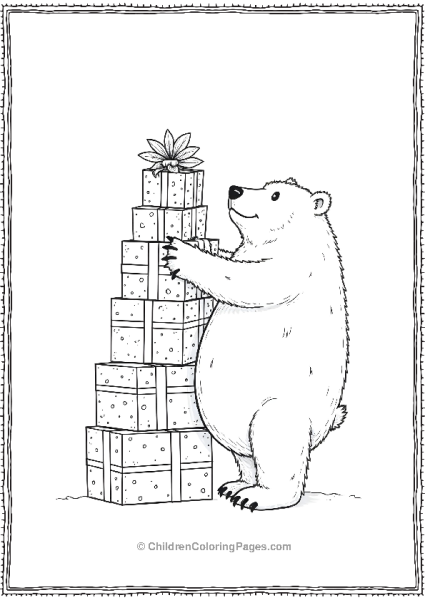 Polar Bear Balancing A Gift Tower Free PDF Printable