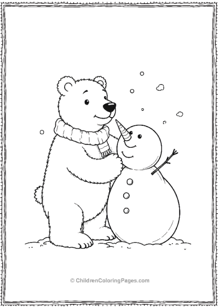 Polar Bear Building A Snowman Free PDF Printable