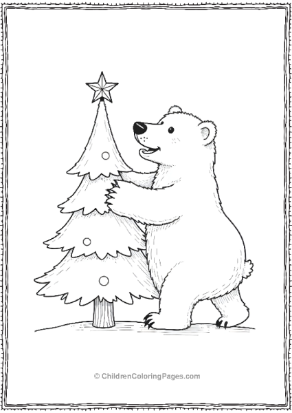 Polar Bear Decorating A Christmas Tree Free PDF Printable