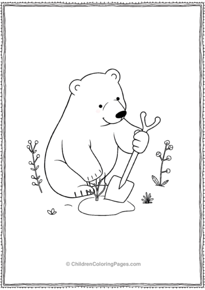 Polar-Bear-Gardening-In-Winter Free PDF Printable