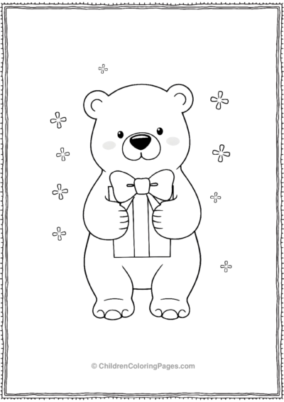 Polar-Bear-Holding-A-Present Free PDF Printable