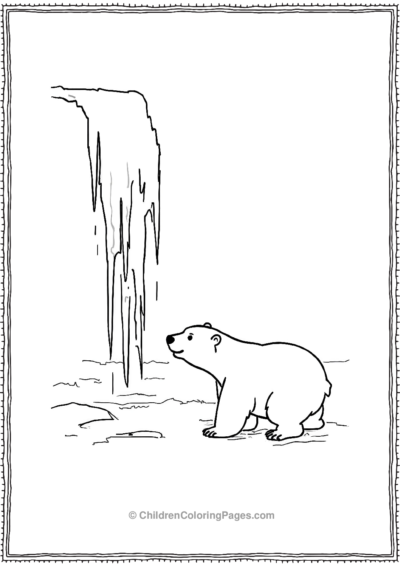 Polar-Bear-Near-A-Frozen-Waterfall Free PDF Printable