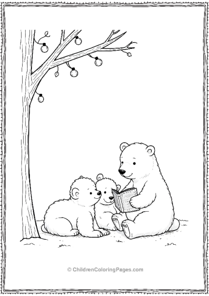 Polar Bear Reading A Christmas Story To Cubs Free PDF Printable