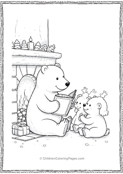 Polar Bear Reading A Christmas Story Free PDF Printable