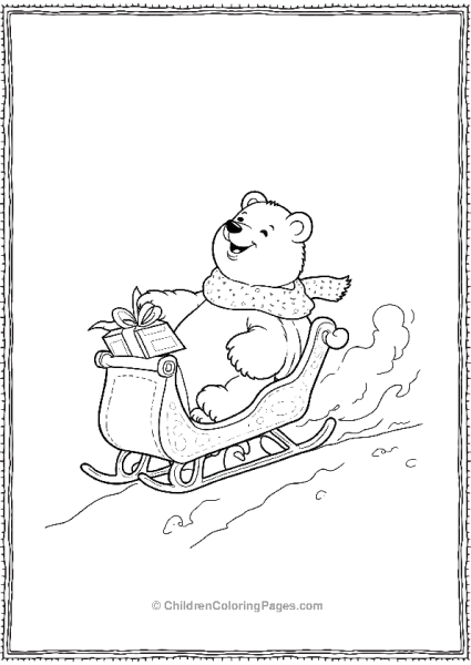 Polar Bear Riding A Sleigh Free PDF Printable