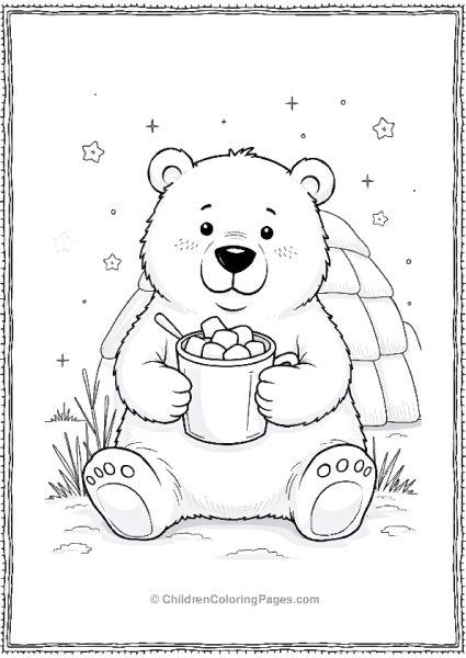 Polar Bear Sipping Hot Cocoa Scaled Free PDF Printable