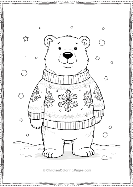 Polar Bear Wearing A Christmas Sweater Free PDF Printable