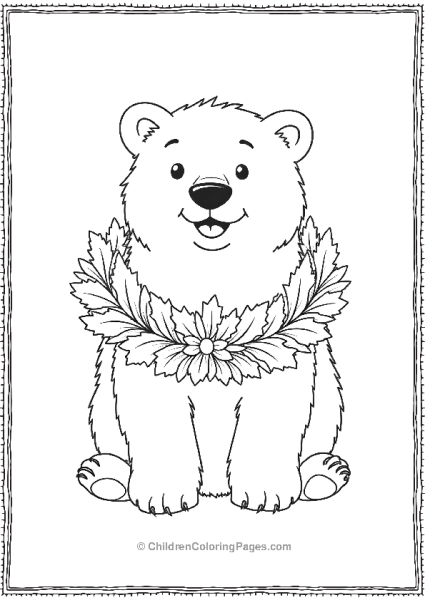 Polar Bear With A Christmas Wreath Free PDF Printable