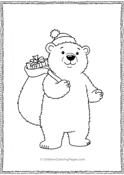 Polar Bear With A Gift Sack Free PDF Printable