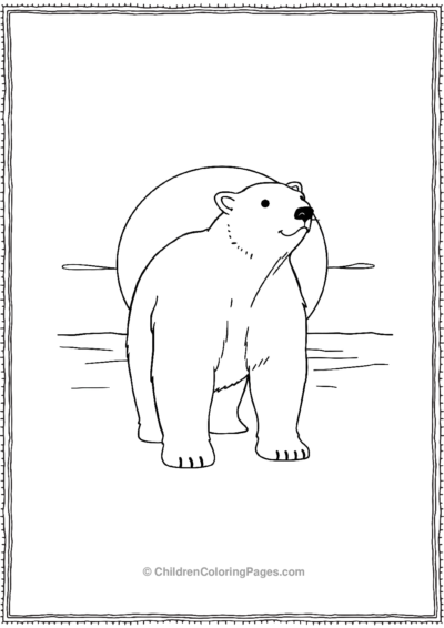 Polar-Bear-With-A-Setting-Sun Free PDF Printable