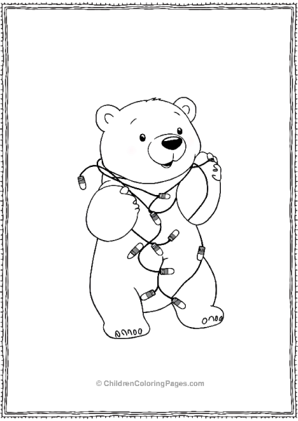 Polar Bear With Christmas Lights Free PDF Printable