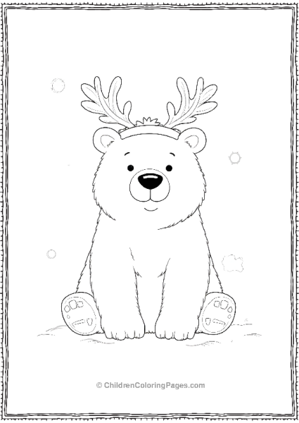 Polar Bear With Reindeer Antlers A Playful Polar Bear Free PDF Printable