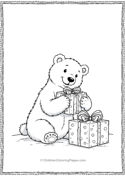 Polar Bear Wrapping Gifts Free PDF Printable