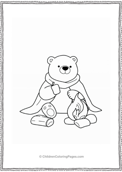 Polar-Bear-with-a-Cozy-Fire Free PDF Printable