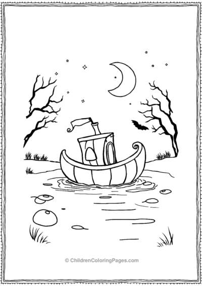 Pumpkin-Boat-on-a-Spooky-River Free PDF Printable