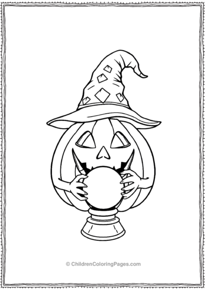 Jack O Lantern Holding A Crystal Ball Free PDF Printable