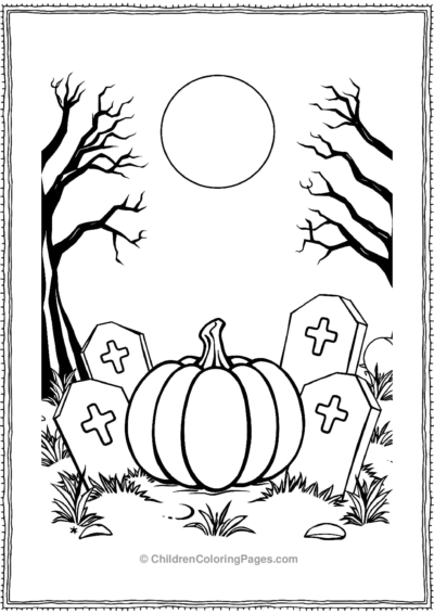 Pumpkin In A Graveyard Free PDF Printable