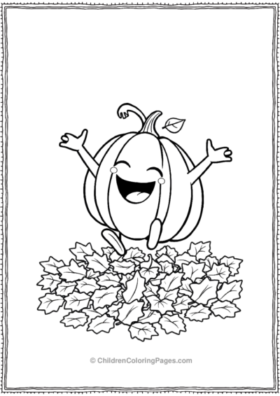 Pumpkin-Jumping-On-Leaves Free PDF Printable