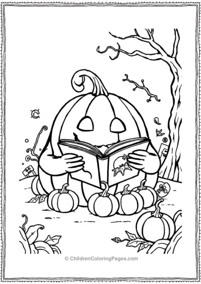 Pumpkin Reading A Spooky Story Book Free PDF Printable