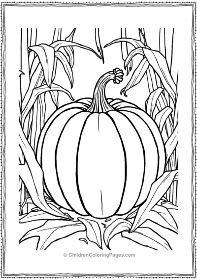 Pumpkin-Sitting-In-Cornstalks Free PDF Printable