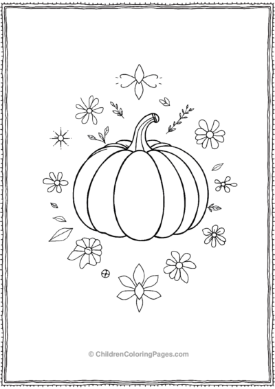 Pumpkin-Surronded-By-Leaf-Pattern Free PDF Printable