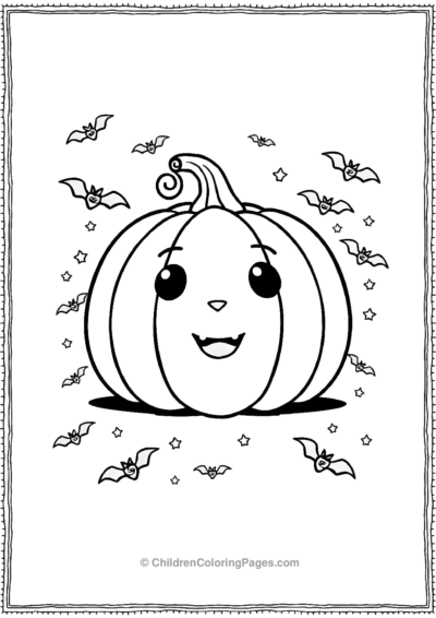 Pumpkin Surrounded By Tiny Bats Free PDF Printable