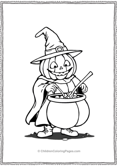 Pumpkin-Witch-Brewing-Potion Free PDF Printable