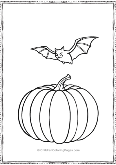 Pumpkin With A Bat Flying Over It Free PDF Printable