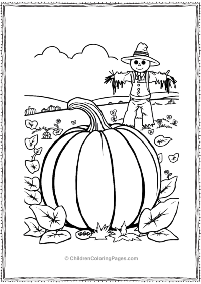 Pumpkin With A Scarecrow Free PDF Printable