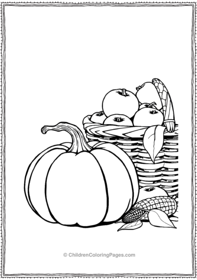 Pumpkin With An Apple Basket Free PDF Printable