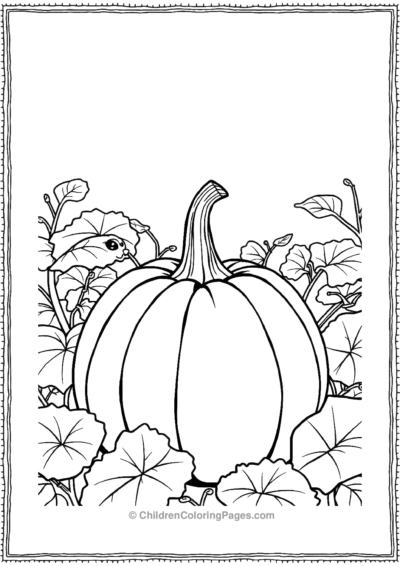 Pumpkin-With-Detailed-Leaves Free PDF Printable