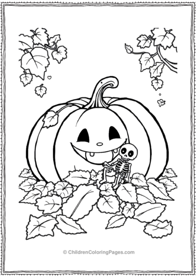 Pumpkin With His Tiny Skeleton Friend Free PDF Printable