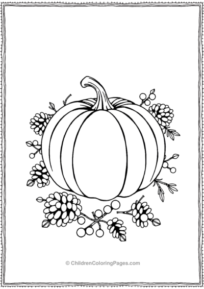 Pumpkin With Pinecones Free PDF Printable