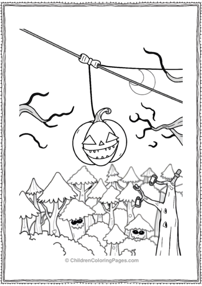 Jack-O-Lantern-Zip-Lining-Through-A-Spooky-Forest Free PDF Printable