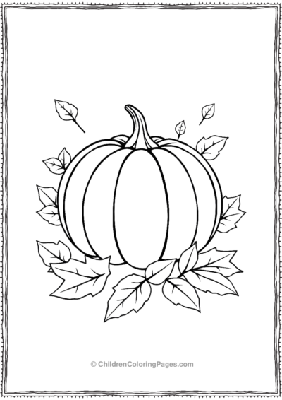 Pumpkin-with-fall-leaves Free PDF Printable