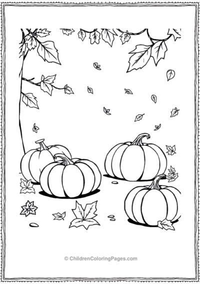 Pumpkins-With-Falling-Leaves Free PDF Printable